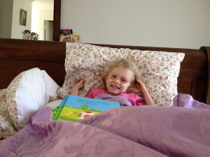 emily in bed reading