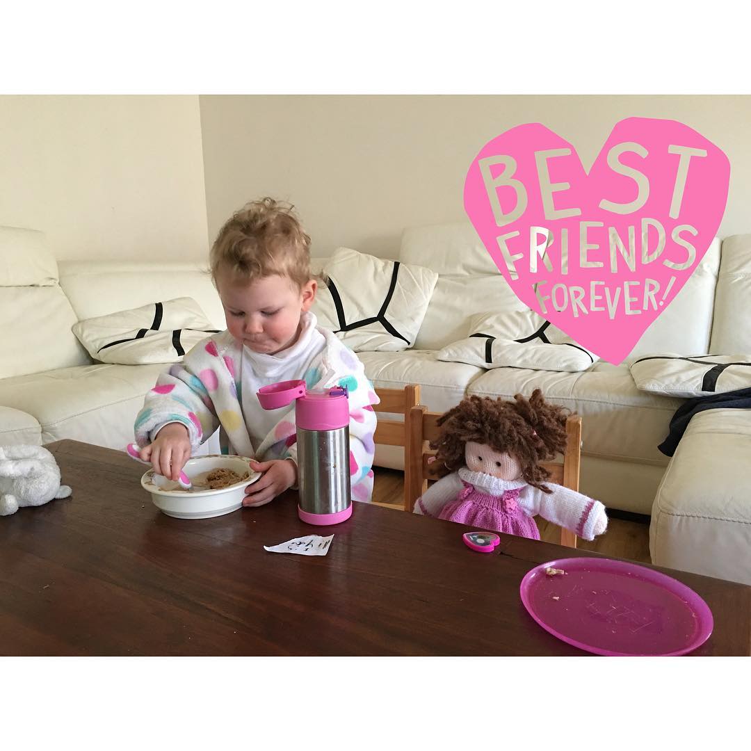 6. F is for... Friends 
#LucyClaire and her little friend - hand knitted by Grandma S
 #fms_Fisfor #fmsphotoaday #littlemomentsapp